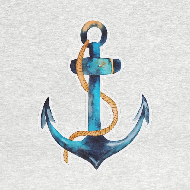 Sailor Anchor Blue Nautical Watercolor by Blue Planet Boutique